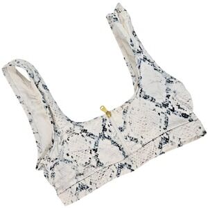Sports Bra XS Athleisure Blue White Sporty Comfy Modern Chic Snakeskin Print